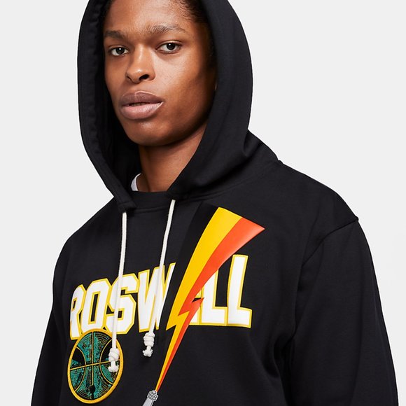 Nike Roswell Rayguns Basketball Hoodie Black Team CV1933-010 Black Gold Orange - Picture 15 of 16
